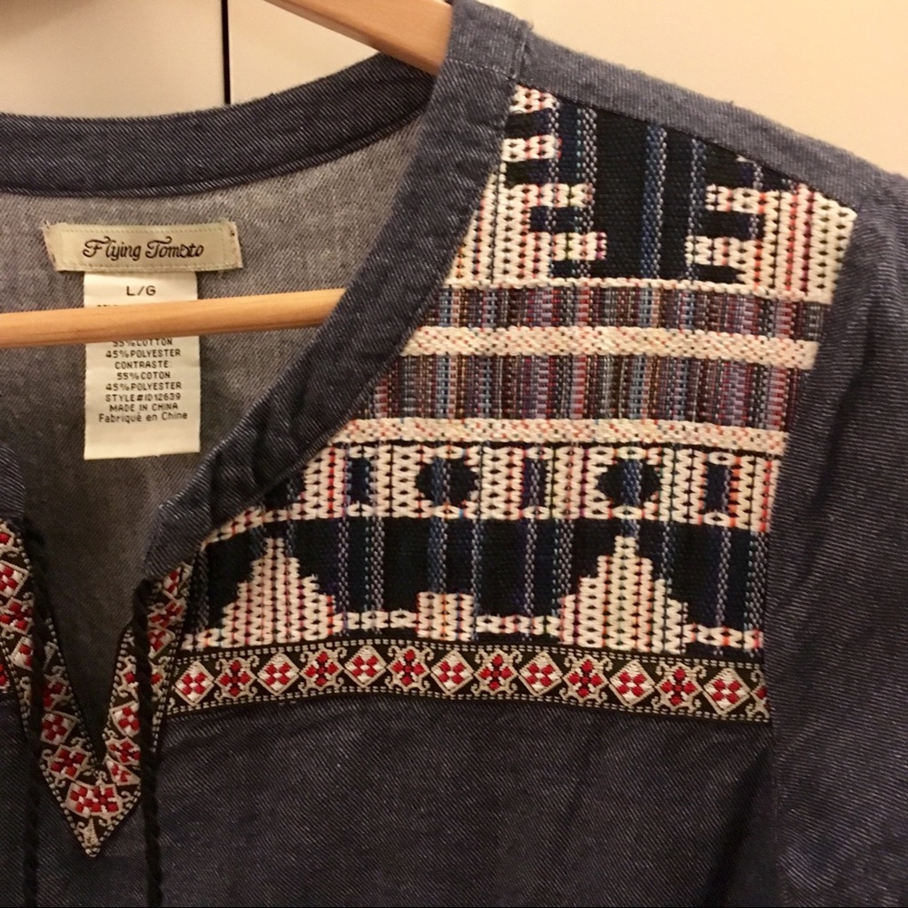 Patterned denim tunic